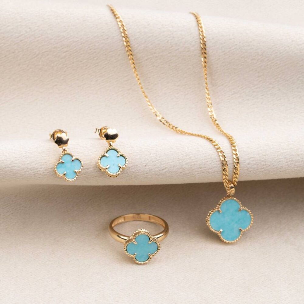 سرویس طوق ونکلیف صدفی آبی