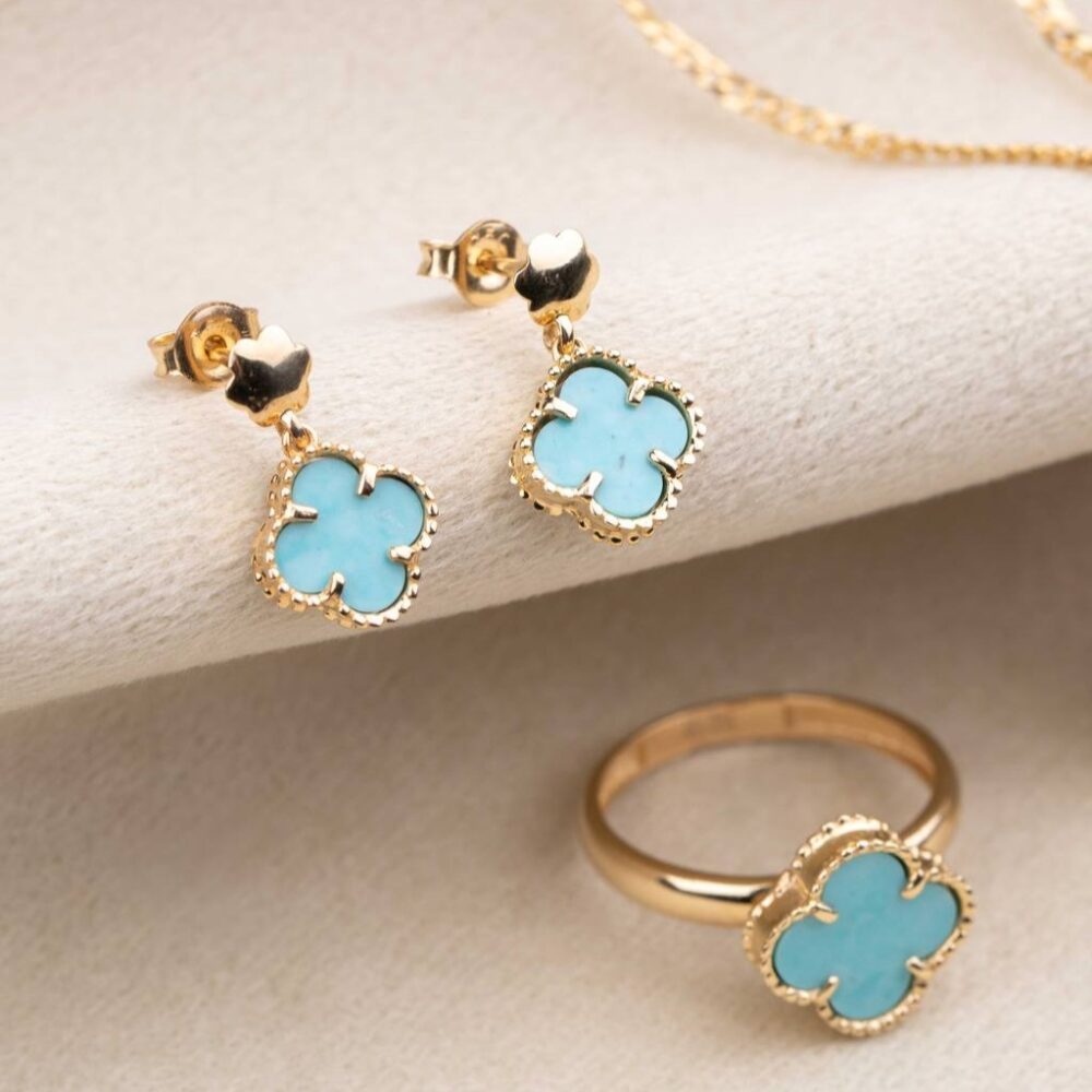 سرویس طوق ونکلیف صدفی آبی - تصویر 2