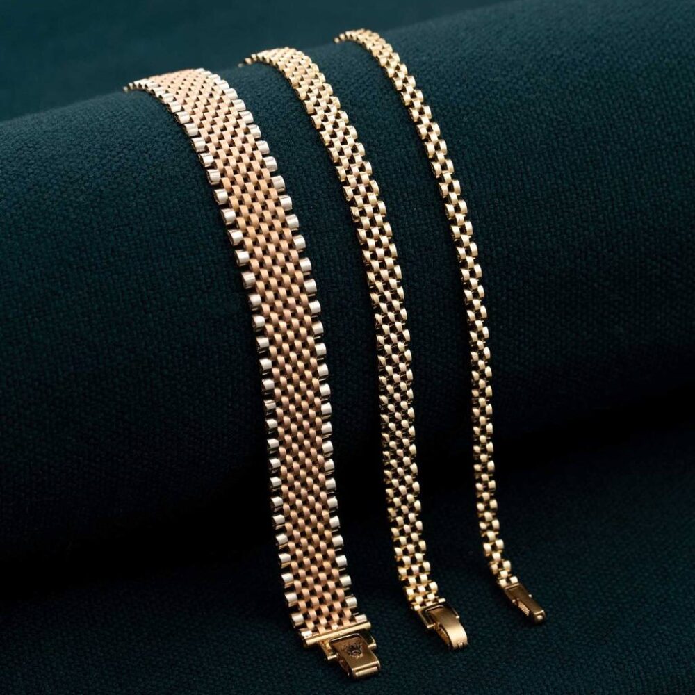 دستبند های زنجیری بافت طلایی