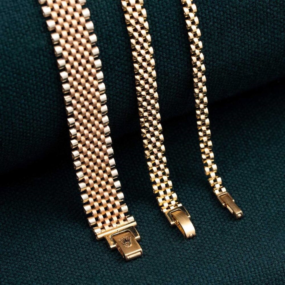 دستبند های زنجیری بافت طلایی - تصویر 3