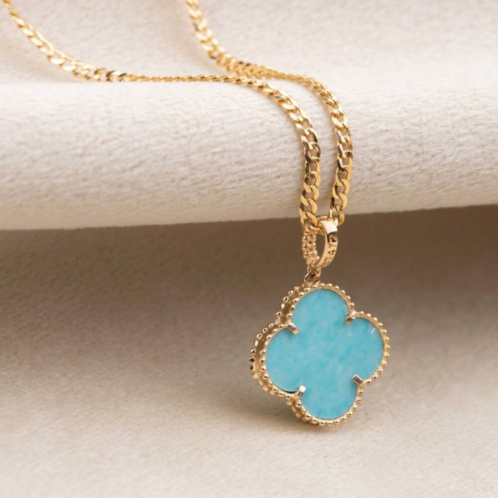 سرویس طوق ونکلیف صدفی آبی - تصویر 5